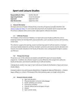 Sport and Leisure Studies