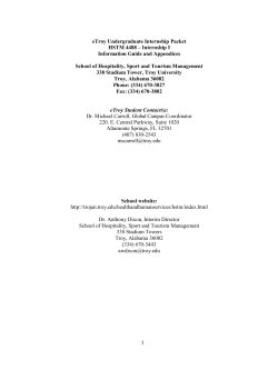 eTROY Undergraduate HSTM 4488 Internship Packet I