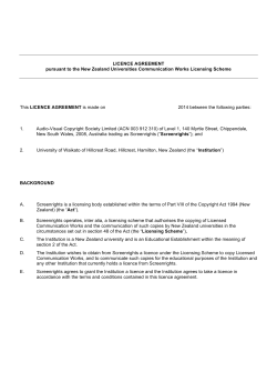 Licence Agreement with Screenrights