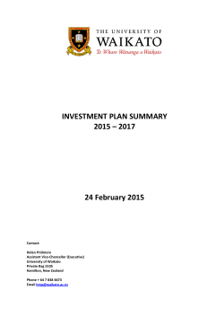 University of Waikato Investment Plan Summary 2015-2017