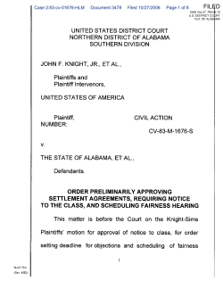Knight v. Alabama - Order of Hearing Settlements (PDF)