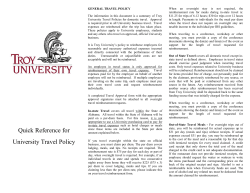 Quick Reference for University Travel Policy