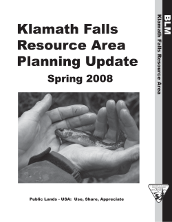 Klamath Falls Resource Area Planning Update - Spring 2008