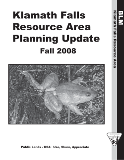 Klamath Falls Resource Area Planning Update - Fall 2008