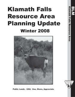 Klamath Falls Resource Area Planning Update - Winter 2008