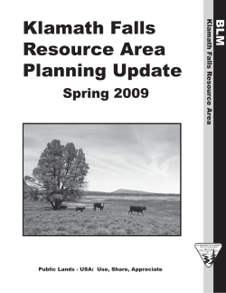 Klamath Falls Resource Area Planning Update - Spring 2009