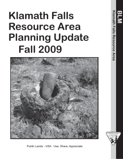 Klamath Falls Resource Area Planning Update - Fall 2009
