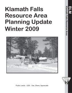 Klamath Falls Resource Area Planning Update - Winter 2009