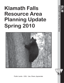 Klamath Falls Resource Area Planning Update - Spring 2010
