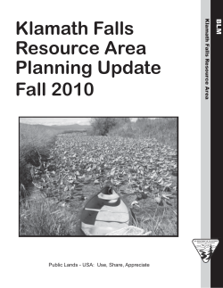 Klamath Falls Resource Area Planning Update - Fall 2010