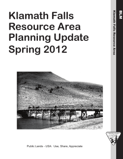 Klamath Falls Resource Area Planning Update - Spring 2012