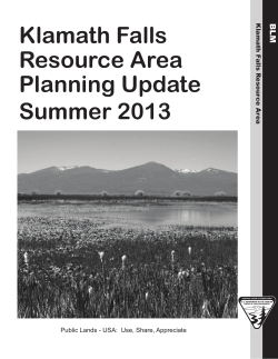 Klamath Falls Resource Area Planning Update - Summer 2013