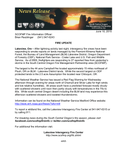 Lakeview, Ore - After lightning activity last night, interagency fire crews have been responding to smoke reports on lands managed by the Fremont-Winema National Forest, the Bureau of Land Management (BLM) Lakeview District, Oregon Department of Forestry (ODF), National Park Service - Crater Lake and U.S. Fish and Wildlife Service. As of 0800, firefighters are responding to 27 reported fires from yesterday's storms in the South Central Oregon Fire Management Partnership area (SCOFMP). The largest is the 44 acre Campbell fire located approximately 15 miles northeast of Plush, OR on BLM - Lakeview District lands. While the second largest on ODF protected lands is the 2.5 acre Assumption fire located near Chiloquin, OR.