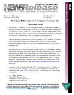 Lakeview, Ore. - The Bureau of Land Management (BLM), Klamath Falls Field Office is planning a vegetation treatment project on unburned lands outside the Oregon Gulch Fire perimeter. The proposed treatments include commercial thinning (timber sale), pre-commercial thinning, brush mowing, and hazardous fuel treatments of approximately 1,450 acres within the larger project area.