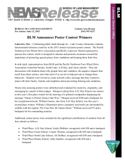 Lakeview, Ore - Celebrating public lands through art - Lake County elementary students demonstrated immense creativity in the 2015 annual recreation poster contest. The Pacific Northwest Four Wheel Drive Association and BLM's Lakeview District partnered to sponsor the contest, which is designed to educate and promote awareness around the importance of protecting special places from vandalism and keeping them litter-free.