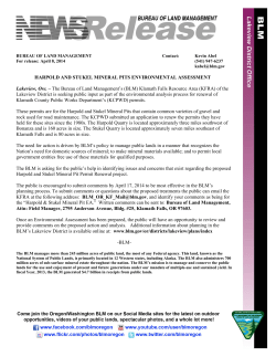 Lakeview, Ore. - The Bureau of Land Management's (BLM) Klamath Falls Resource Area (KFRA) of the Lakeview District is seeking public input as part of the environmental analysis process for renewal of Klamath County Public Works Department's (KCPWD) permits.