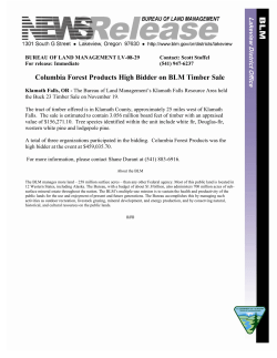 Klamath Falls, OR - The Bureau of Land Management's Klamath Falls Resource Area held the Buck 23 Timber Sale on November 19.