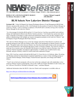 Portland, OR -- Today Ed Shepard, the Oregon/Washington Bureau of Land Management (BLM) State Director, announced the selection of Ms. Carol Benkosky for the position of Lakeview District Manager in Lakeview, Oregon. Carol is currently an employee of the BLM and is currently serving as the Associate District Manager for the Lakeview District.
