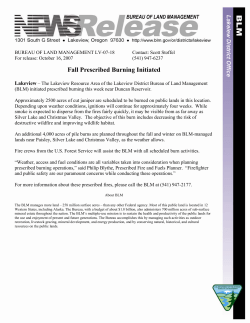 Fall Prescribed Burning Initiated