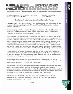 quot;Lend a Hand quot; to the Completion of Local Restoration Projects