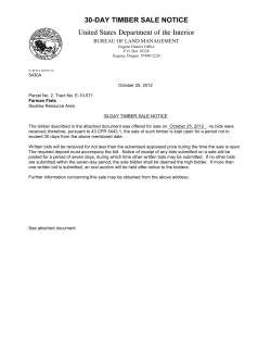 30-Day Timber Sale Notice, Farman Flats