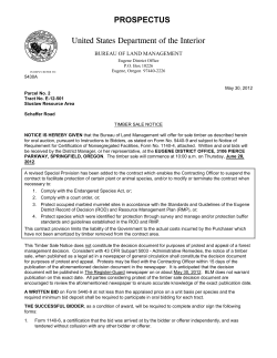 Prospectus - Schaffer Road Timber Sale