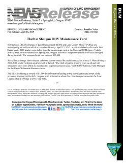 The Bureau of Land Management (BLM) and Lane County Sheriff's Office are investigating an incident which occurred on Monday, April 13, 2015. A yellow flatbed trailer and a John Deere model 3120 tractor were stolen from the maintenance yard at the Shotgun Off-Highway Vehicle (OHV) Area, located northeast of Springfield, Oregon. Electrical and phone systems were also damaged during the theft. The estimated total loss exceeds $50,000.