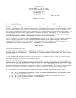 Upper Smith Salvage Timber Sale Notice