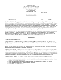 Elk Camp Salvage Timber Sale Notice