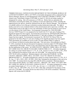 North Fork 25 CT, Edson Plum CT, Brownstone CT Timber Sale Notice