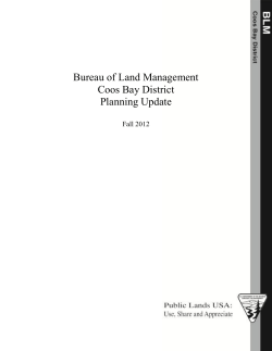 Fall 2012 Planning Update