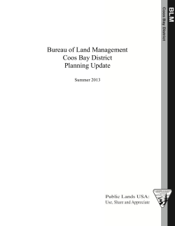 Summer 2013 Planning Update