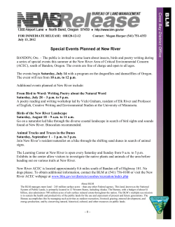 public is invited to come learn about insects, birds and poetry writing during a series of special events this summer at the New River Area of Critical Environmental Concern (ACEC), south of Bandon, Oregon. The events are free of charge and open to all ages.