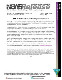 Anyone interested in sprucing up the North Spit's bayside beach is invited to participate in the Bureau of Land Management's (BLM) annual National Public Lands Day volunteer event on Saturday, September 29.