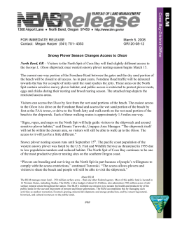 Snowy Plover Season Changes Access to Olson