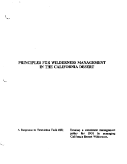 Principles For Wilderness Management in the California Desert