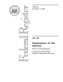 43 CFR 6300 - Regulations - Management of Designated Wilderness Areas