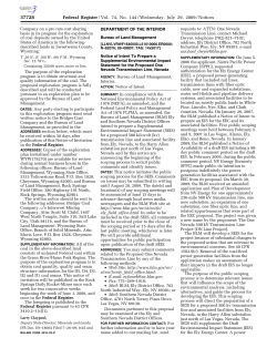 Federal Register Notice Of Intent To Prepare a Supplemental Environmental Impact Statement for the Proposed One Nevada Transmission Line, Nevada