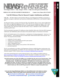 The Burns District and Vale District Bureau of Land Management (BLM) are proposing to implement emergency stabilization and burned area rehabilitation (ESR) actions on the Buzzard Complex fires.