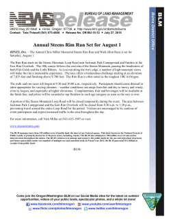 The Annual Chris Miller Memorial Steens Rim Run and Walk (Rim Run) is set for Saturday, August 1.