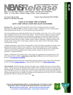 Roseburg, Ore. -- Resources and People (RAP) Camp will be extending the due date for student applications until May 31, 2014, or until all vacancies are filled. Applications are now being accepted from students between the ages of 13 to18 from both rural and urban areas.