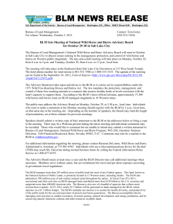 The Bureau of Land Management's National Wild Horse and Burro Advisory Board will meet in October in Salt Lake City to discuss issues relating to the management, protection, and control of wild horses and burros on Western public rangelands. The day-and-a-half meeting will take place on Monday, October 29, from 8 a.m. to 5 p.m. and Tuesday, October 30, from 8 a.m. to 12 p.m., local time.