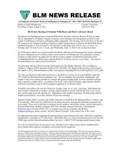 The Bureau of Land Managements National Wild Horse and Burro Advisory Board will meet for three days in September in Arlington, Virginia, to discuss issues relating to the management, protection, and control of wild horses and burros on Western public rangelands. The meeting, which will focus on the June 2013 report by the National Academy of Sciences (titled Using Science to Improve the BLM Wild Horse and Burro Program: A Way Forward), will take place on Monday, Sept. 9 from 1 p.m. to 5 p.m., on Tuesday, Sept. 10, from 8 a.m. to 5 p.m., and Wednesday, Sept. 11, from 8 a.m. to noon local time.