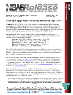 On Dec. 9, 2011, The Bureau of Land Management (BLM) initiated a planning process to address sage-grouse conservation measures in land use plans in ten western states. Seeking public input, the BLM is now holding meetings to provide an opportunity for interested parties to discuss sage-grouse conservation with agency specialists and to identify issues related to greater sage-grouse conservation. Five meetings will be held in Oregon.