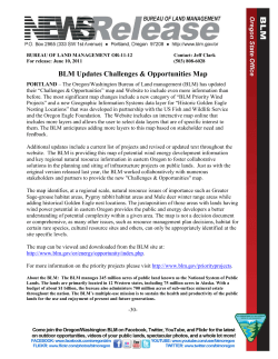 The Oregon/Washington Bureau of Land management (BLM) has updated their "Challenges & Opportunities" map and website to include even more information than before. The most significant map changes include a new category "BLM Priority Wind Projects" and a new Geographic Information Systems data layer for "Historic Golden Eagle Nesting Locations" that was developed in partnership with the US Fish and Wildlife Service and the Oregon Eagle Foundation.