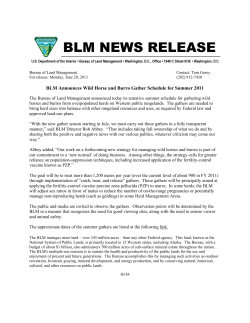 The Bureau of Land Management announced today its tentative summer schedule for gathering wild horses and burros from overpopulated herds on Western public rangelands. The gathers are needed to bring herd sizes into balance with other rangeland resources and uses, as required by Federal law and approved land-use plans.