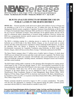 The BLM is initiating scoping for a planning process to analyze the site-specific effects of herbicide use on BLM lands in the Burns District, Oregon, as one of several tools to control noxious and other weeds and invasive vegetation to achieve landscape health objectives.