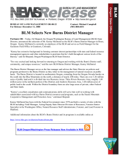 Portland, OR -- Today, Ed Shepard, the Oregon/Washington Bureau of Land Management (BLM) State Director, announced the selection of Mr. Kenny McDaniel as the BLM's Burns District Manager in Hines, Oregon. Kenny McDaniel is currently an employee of the BLM and serves as Field Manager for the Gunnison Field Office in Gunnison, Colorado.