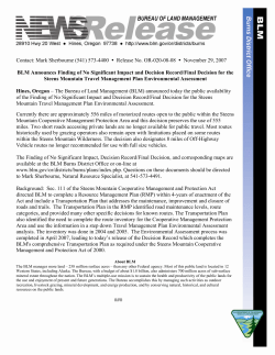 Decision Record Announced for Steens Mountain Travel Management Plan