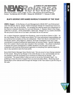 BLM s George Orr Named Bureau s Ranger of the Year